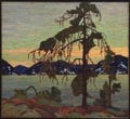 A painting of a tree by a lake

Description automatically generated