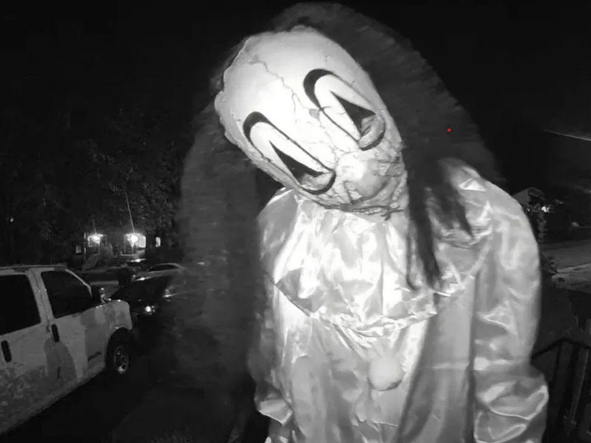 Masked men in clown costumes terrorize families in horror footage caught on  door camera | Irish Star