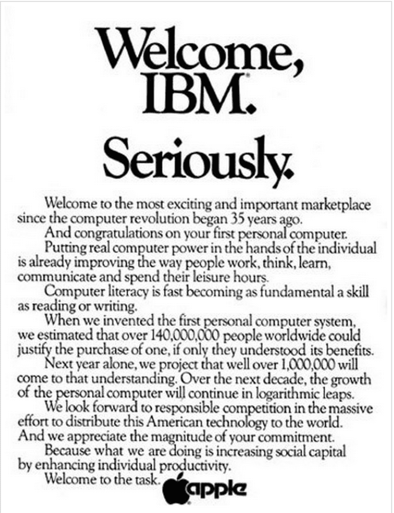 Iconic Ads: Apple - Welcome, IBM. Seriously! Point of View