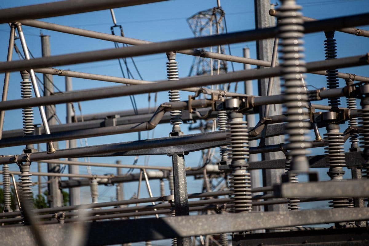 Details of electrical transformers at the Austin Energy/Sand Hill Energy Center in Del Valle on March 24, 2020.