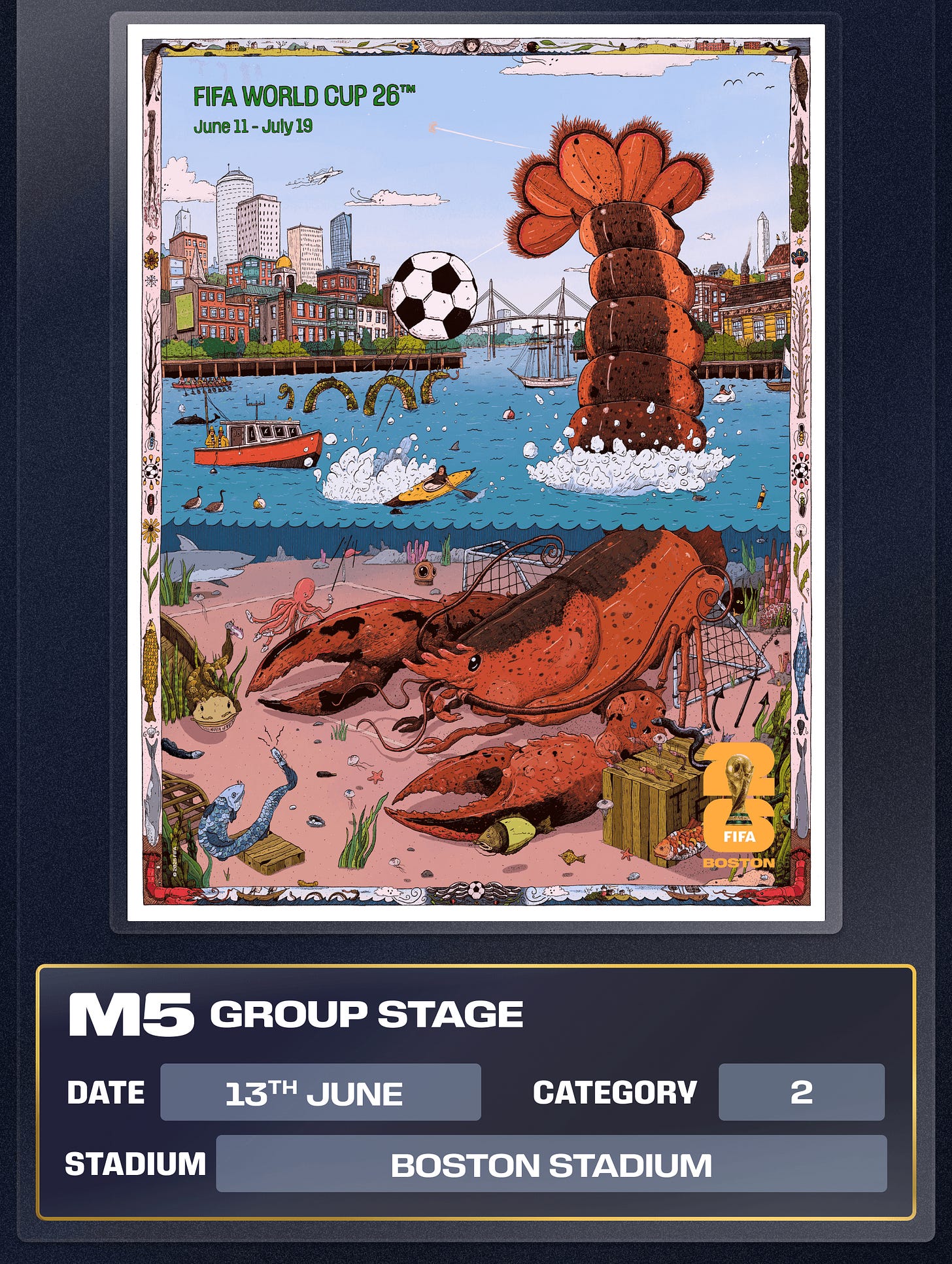 Collectible also valid as Right To Ticket Category 2 for M5 Boston