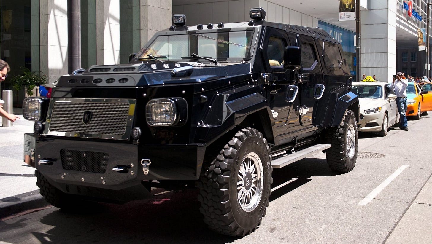 Massive, macho armored SUV built for billionaires, a 13,000 pound hazard Massive, macho armored SUV built for billionaires, a 13,000 pound hazard