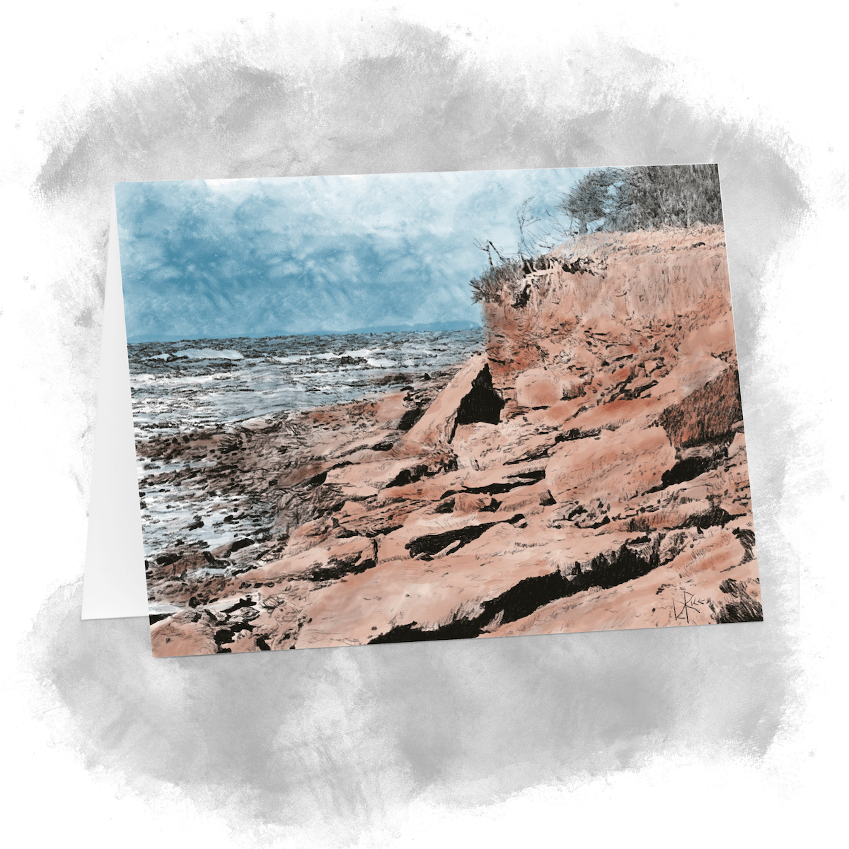 Rocky shoreline of Prince Edward Island. A distant storm is slowly rolling in. Sketch art by Don Rice. Rocky shoreline of Prince Edward Island. A distant storm is slowly rolling in. Sketch art by Don Rice.