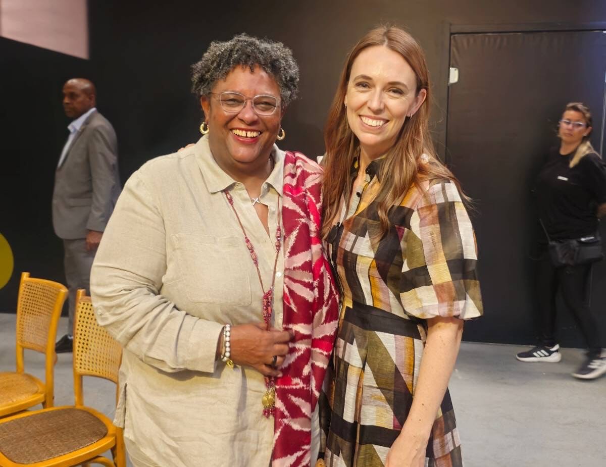 Jacinda Ardern with the Prime Minister of Barbados, Mia Motley.