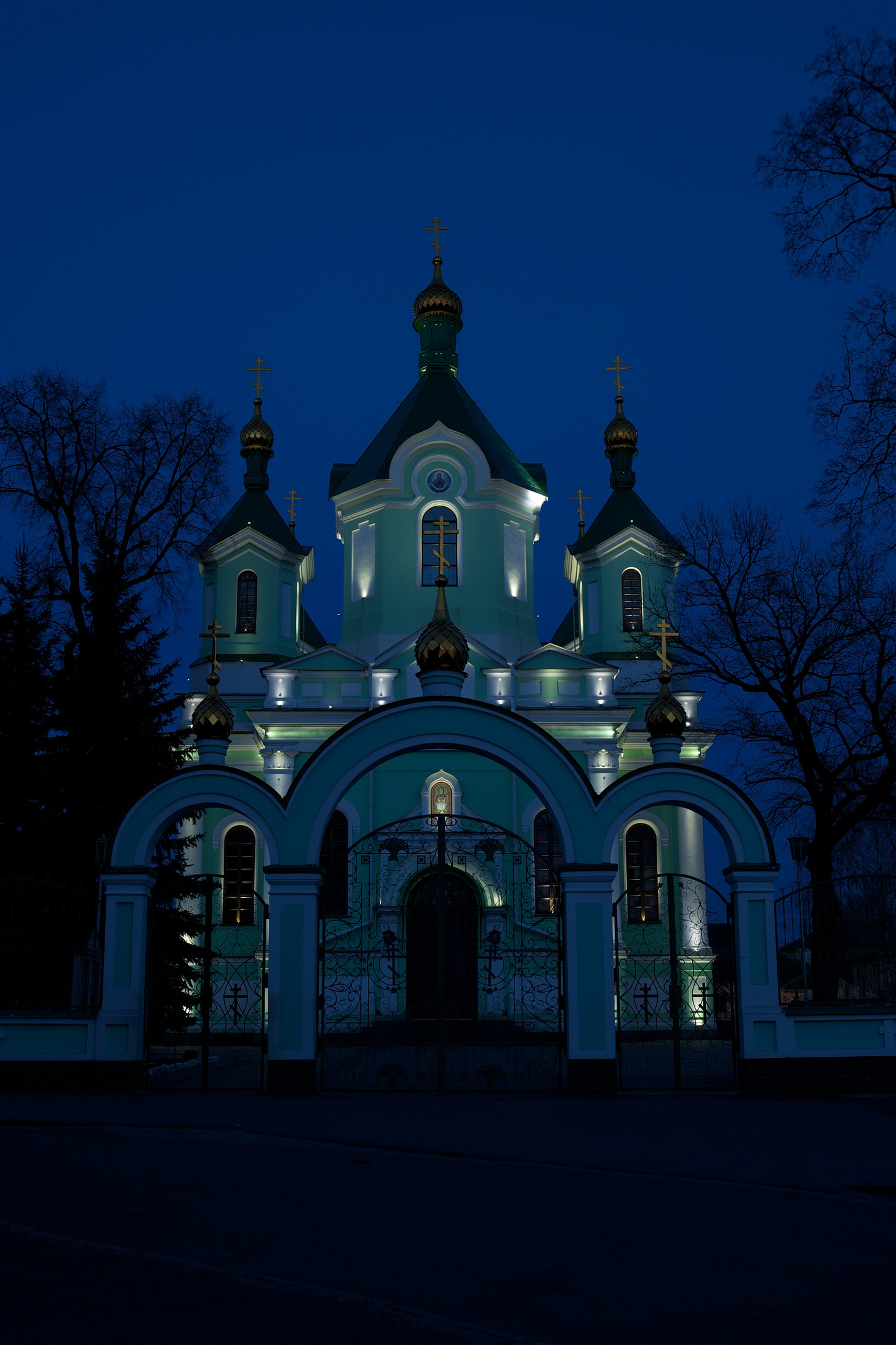 St Simeon cathedral in Brest at night