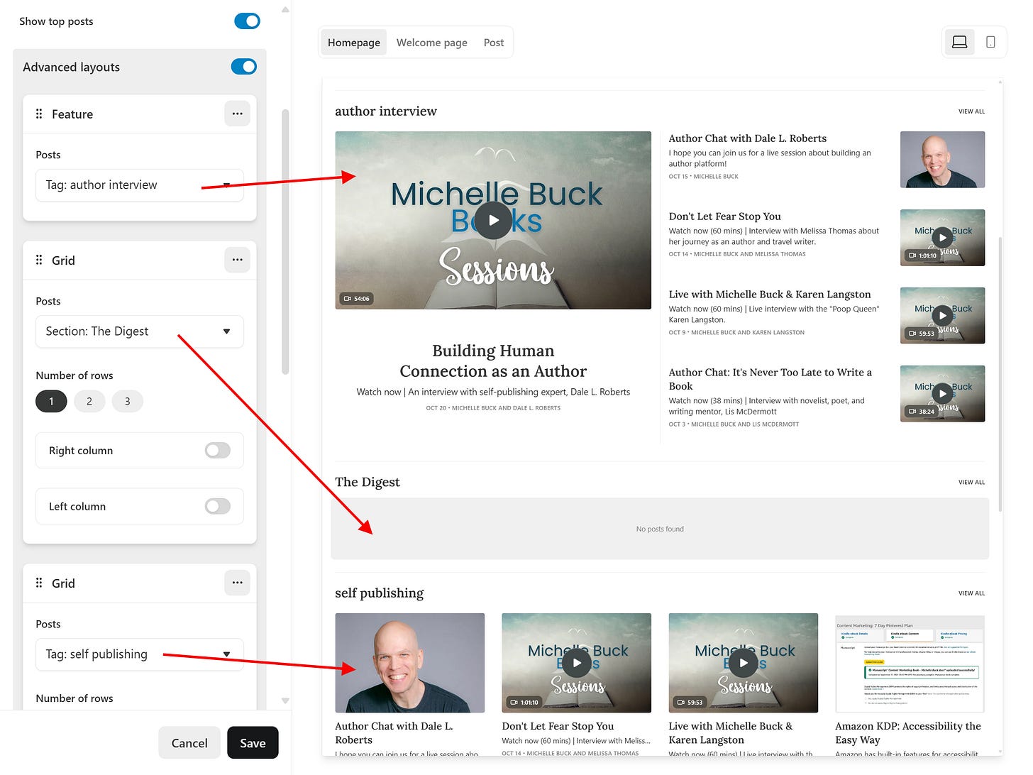 advanced layouts showing feature and grids for tags and sections. advanced layouts showing feature and grids for tags and sections.