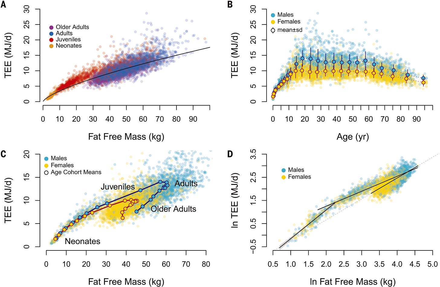 Källa: Pontzer et al. (2021) Daily energy expenditure through the human life course.