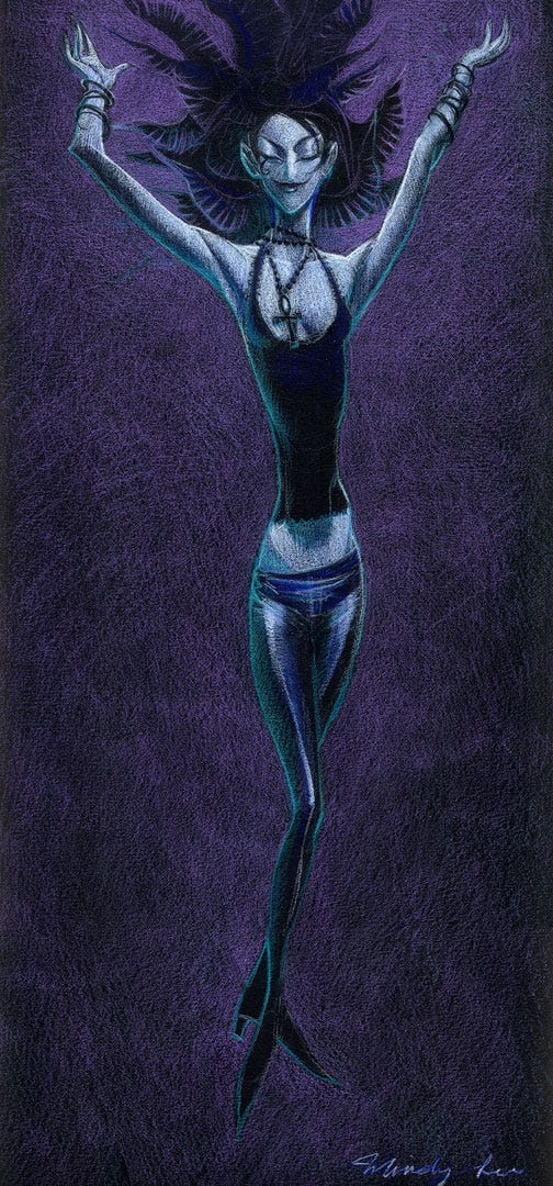 Colored pencil drawings of various members of The Endless by artist Mindy Lee (https://www.gallerynucleus.com/artists/mindy_lee)