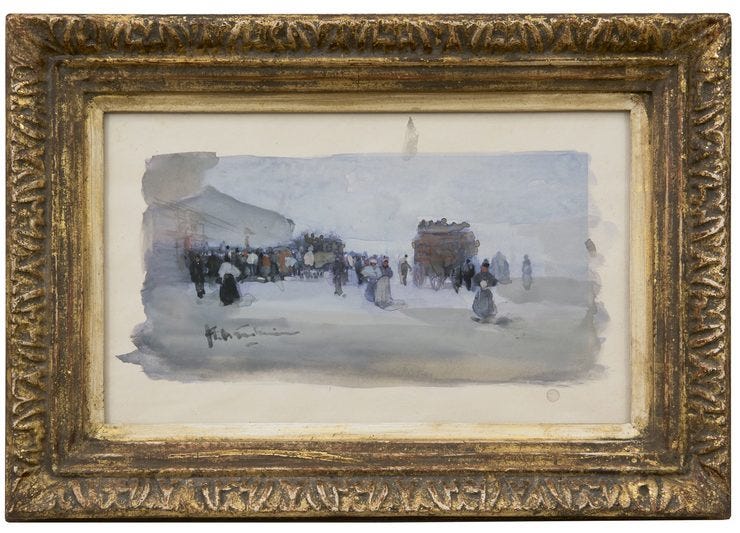 'Aan de bouldevard' - Aquarel: Floris Arntzenius (herkomst: Mark Smit Kunsthandel)