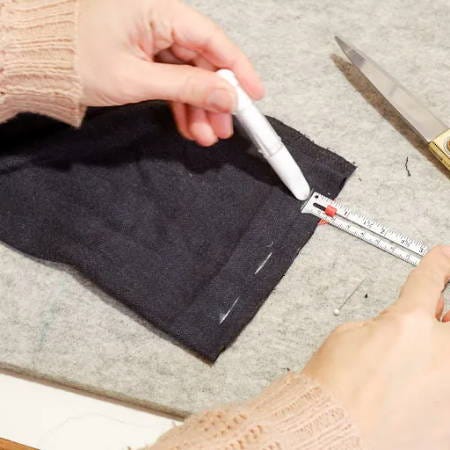 measuring and marking the folds when hemming pants