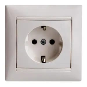 A white French electrical wall outlet