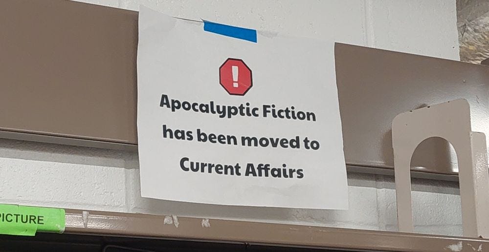 May be an image of text that says 'Apocalyptic Fiction has been moved to Current Affairs ICTURE'