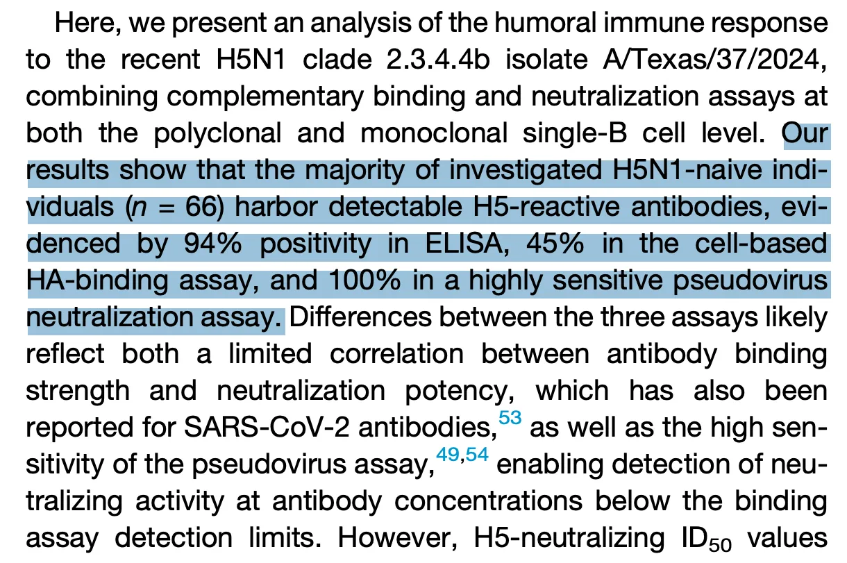 Die meisten Menschen verfügen bereits über Immunabwehrkräfte gegen die Vogelgrippe H5N1