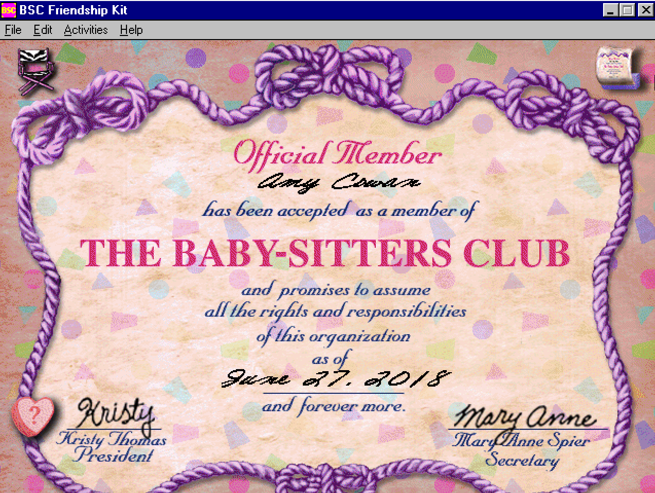 a certificate from the CD-Rom Game