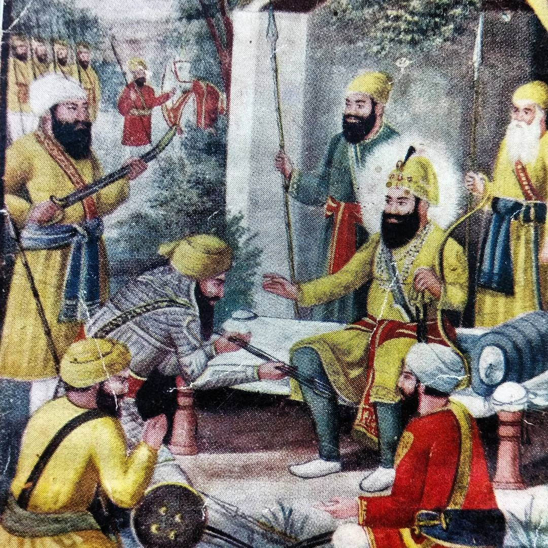 https://upload.wikimedia.org/wikipedia/commons/5/5d/Painting_of_Banda_Singh_Bahadur_being_blessed_with_five_arrows_by_Guru_Gobind_Singh%2C_by_Gian_Singh_Naqqash%2C_ca.1930.jpg?utm_source=commons.wikimedia.org&utm_campaign=index&utm_content=original