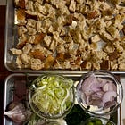 gruyère-crusted stuffing with caramelized shallot & leeks