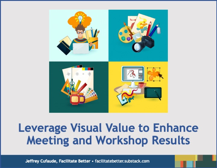 A 2x2 matrix with four separate images related to creating visuals. Each includes a mix of markers, colored pencils, a camera, paint chips, computers, blank paper, et al. A 2x2 matrix with four separate images related to creating visuals. Each includes a mix of markers, colored pencils, a camera, paint chips, computers, blank paper, et al.