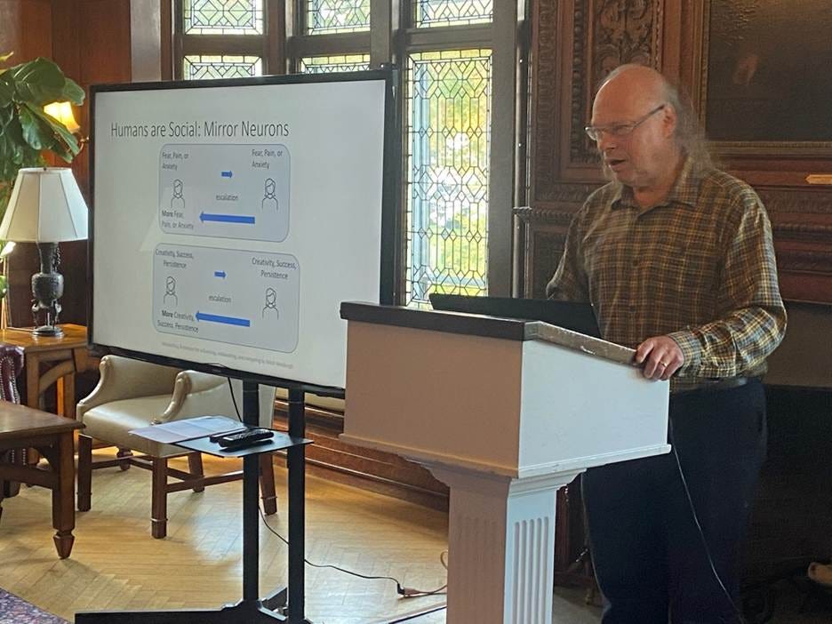Mitch talking about Conflict and Collaboration to Larchmont Rotary