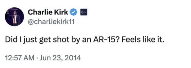 The social media post by Kirk in 2014 The social media post by Kirk in 2014