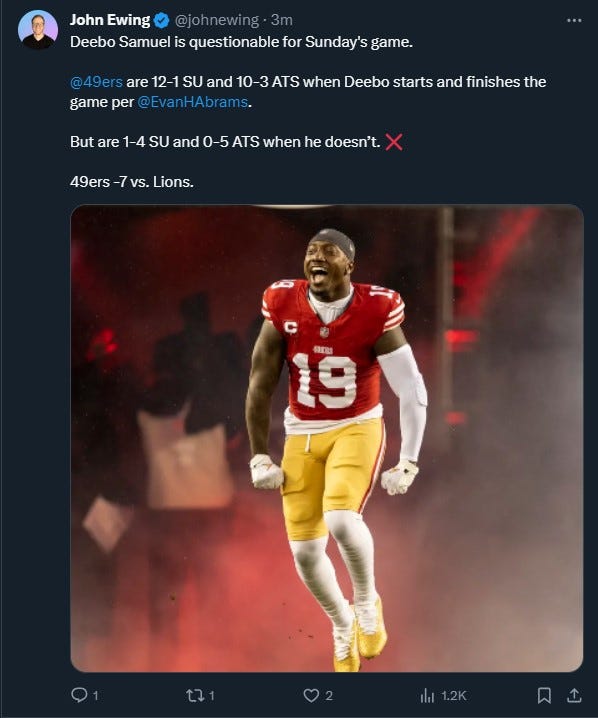 Deebo prop bets