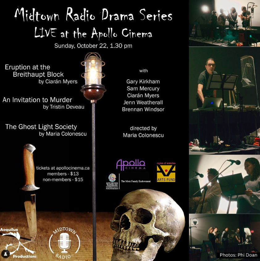 Poster sharing details about Midtown Radio dramas at the Apollo Cinema.