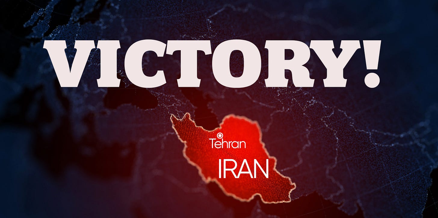 Image of Iran with the word 'VICTORY!' superimposed
