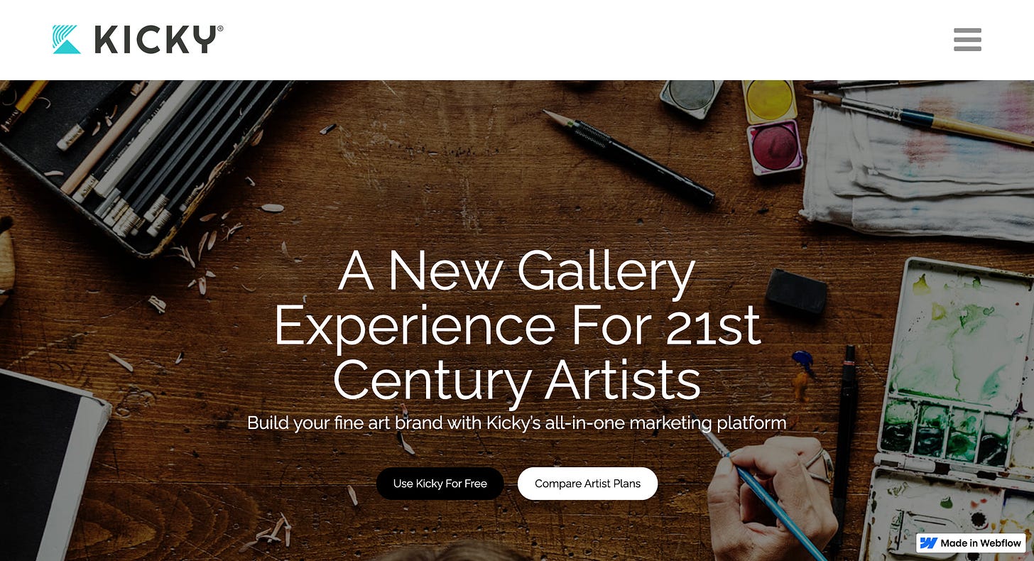Kicky platform landing page