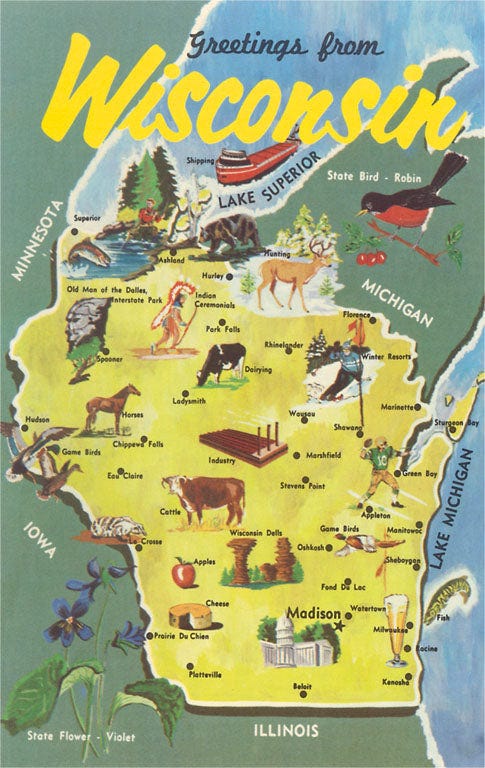 Map of Wisconsin Vintage Image, Wisconsin WI-439 – Found Image Retail Map of Wisconsin Vintage Image, Wisconsin WI-439 – Found Image Retail