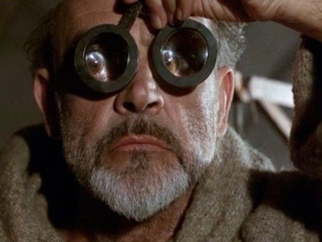 Sean Connery in The Name of the Rose wearing an early version of spectacles