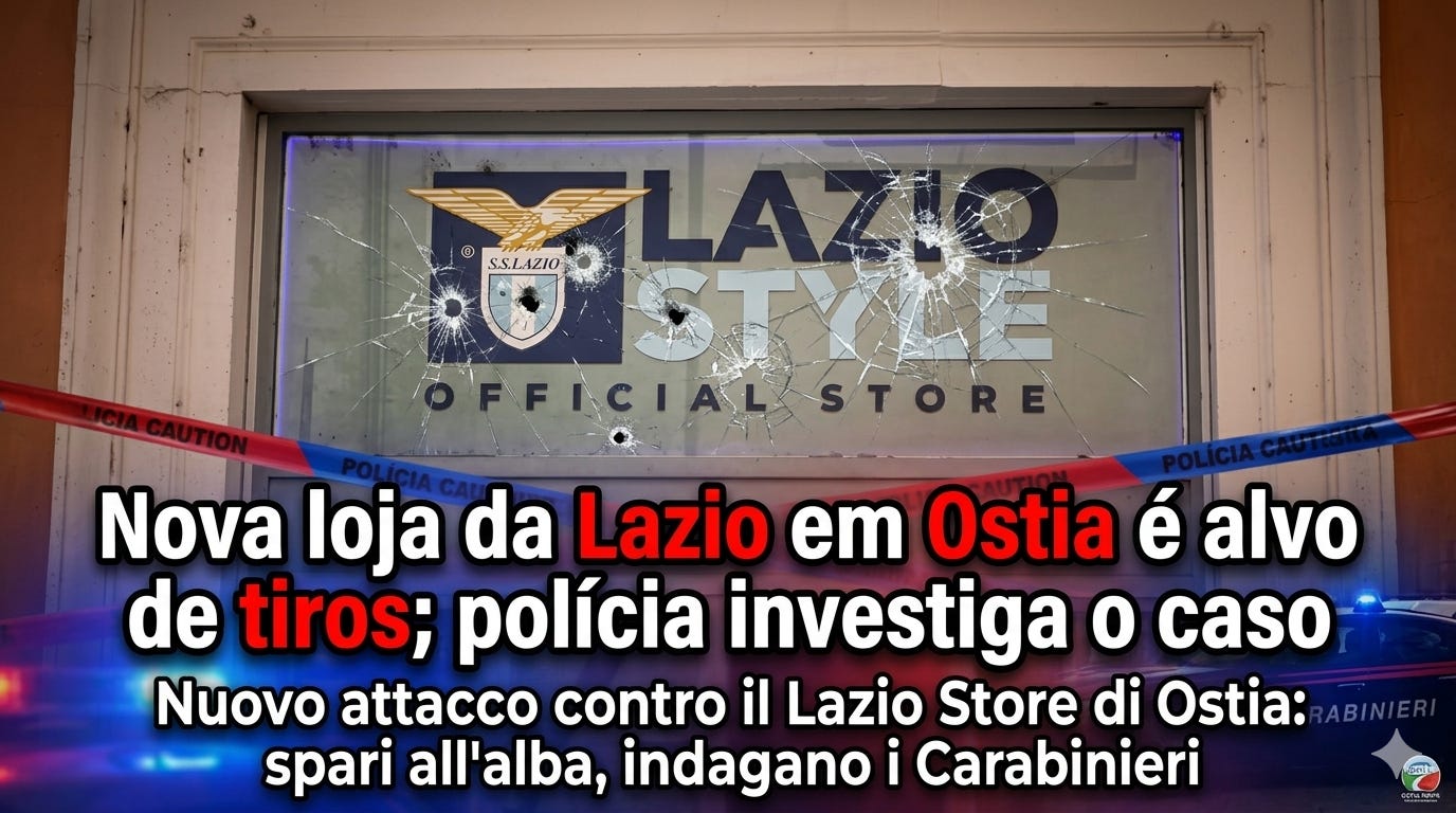 Nova loja da Lazio em Ostia é alvo de tiros; polícia investiga o caso / Nuovo attacco contro il Lazio Store di Ostia: spari all'alba, indagano i Carabinieri Nova loja da Lazio em Ostia é alvo de tiros; polícia investiga o caso / Nuovo attacco contro il Lazio Store di Ostia: spari all'alba, indagano i Carabinieri