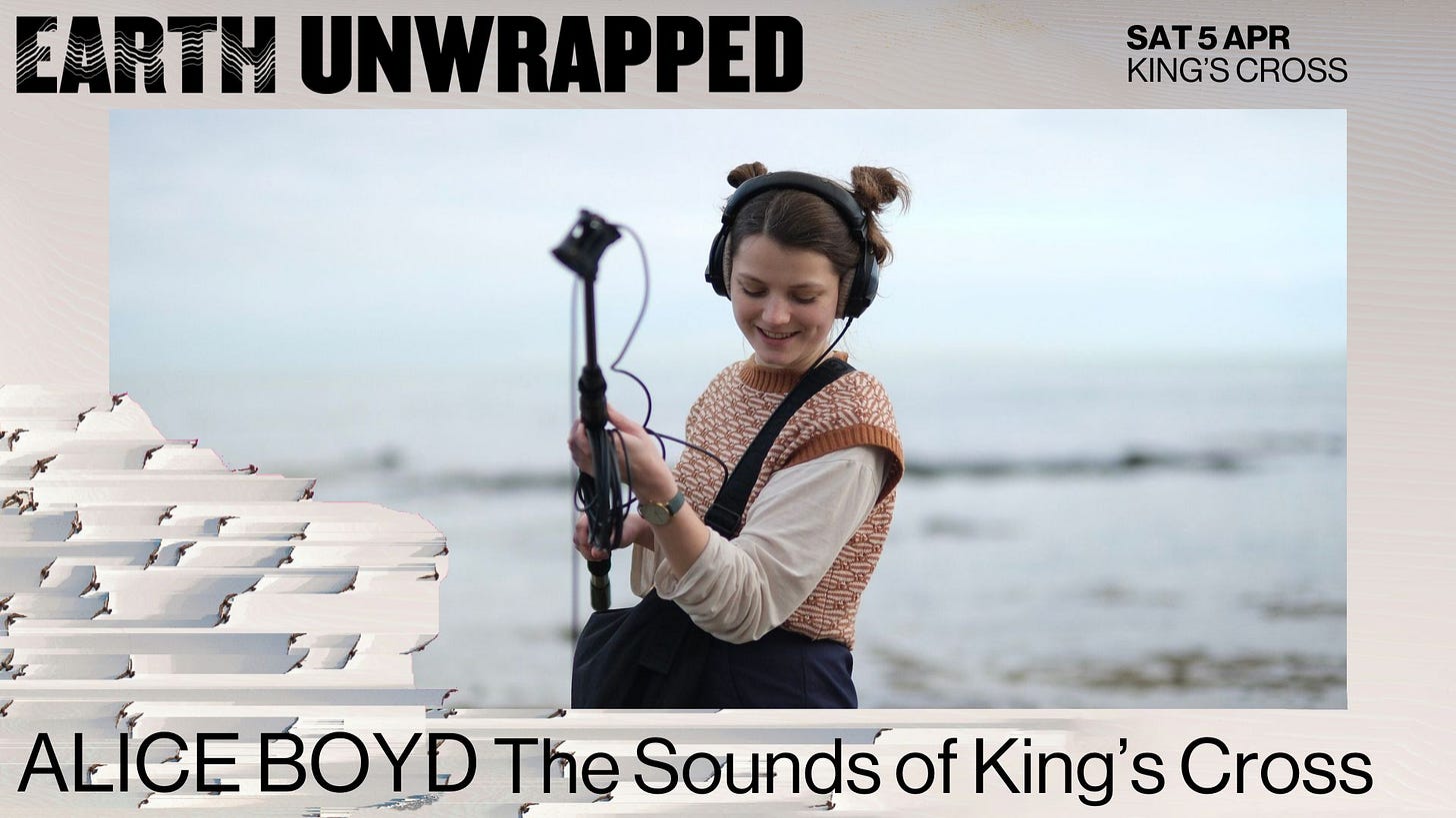Poster for my installation at Kings Place, titled 'The Sounds of Kings Cross'