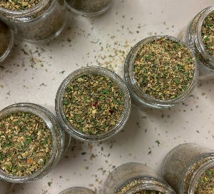 jars of spices top view, front view and Everything But the Bagel seasoning in a pot