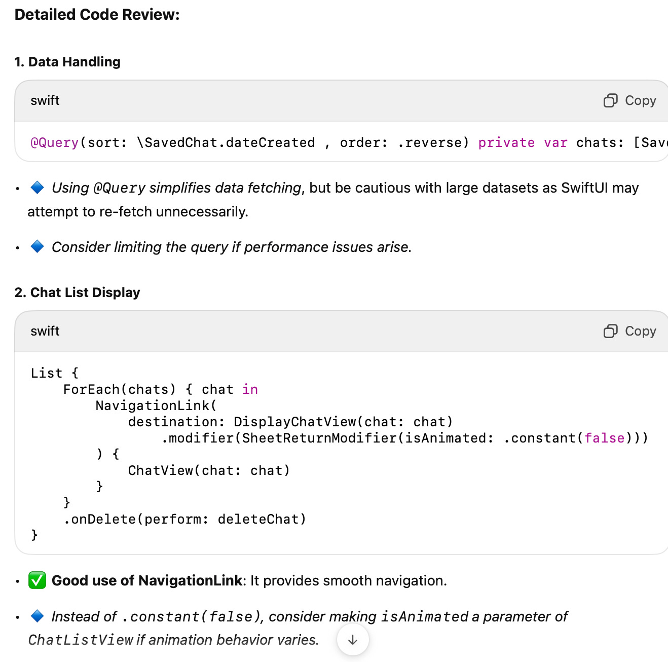 Two suggestions from ChatGPT on coding