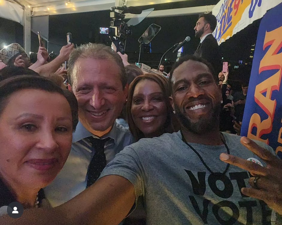 selfie pic of elected officials sweaty and smiling: Nydia Velazquez, Brad Lander, Leticia James, and Jumaane Williams selfie pic of elected officials sweaty and smiling: Nydia Velazquez, Brad Lander, Leticia James, and Jumaane Williams