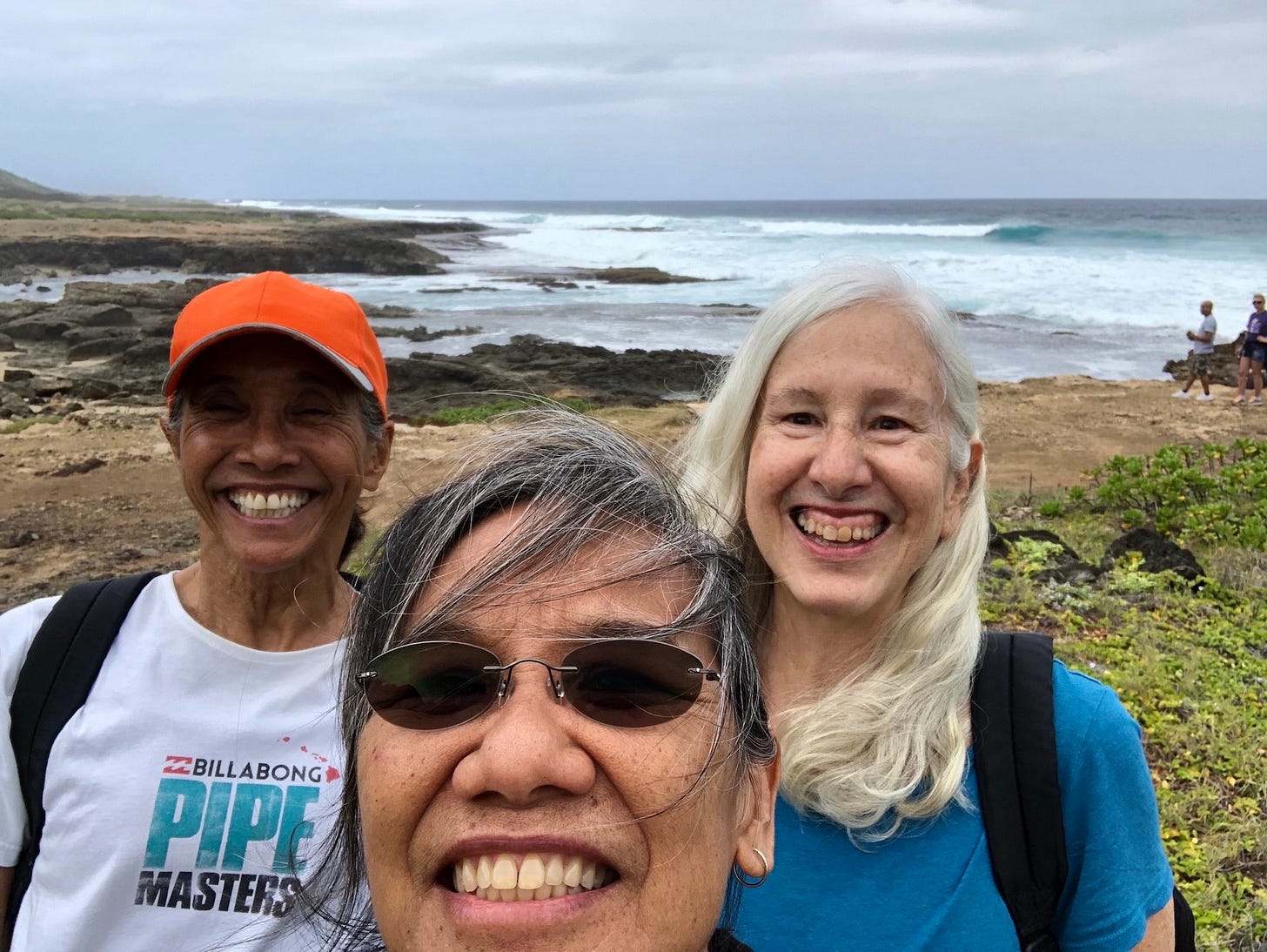 Lokelani, Angeline, and Sara at Ka'ena Point.