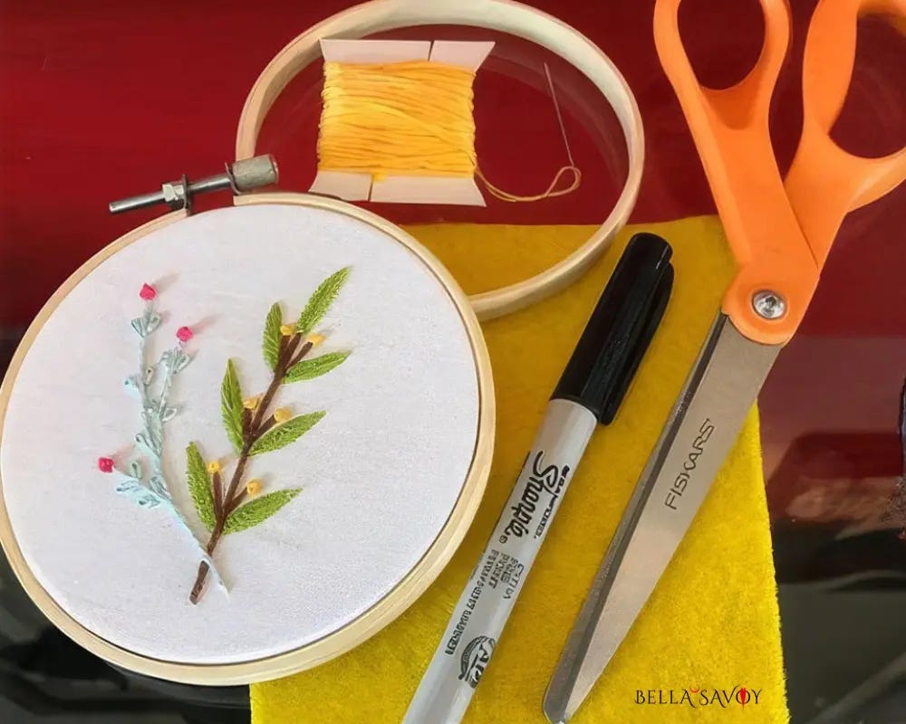 supplies needed to finish an embroidery hoop