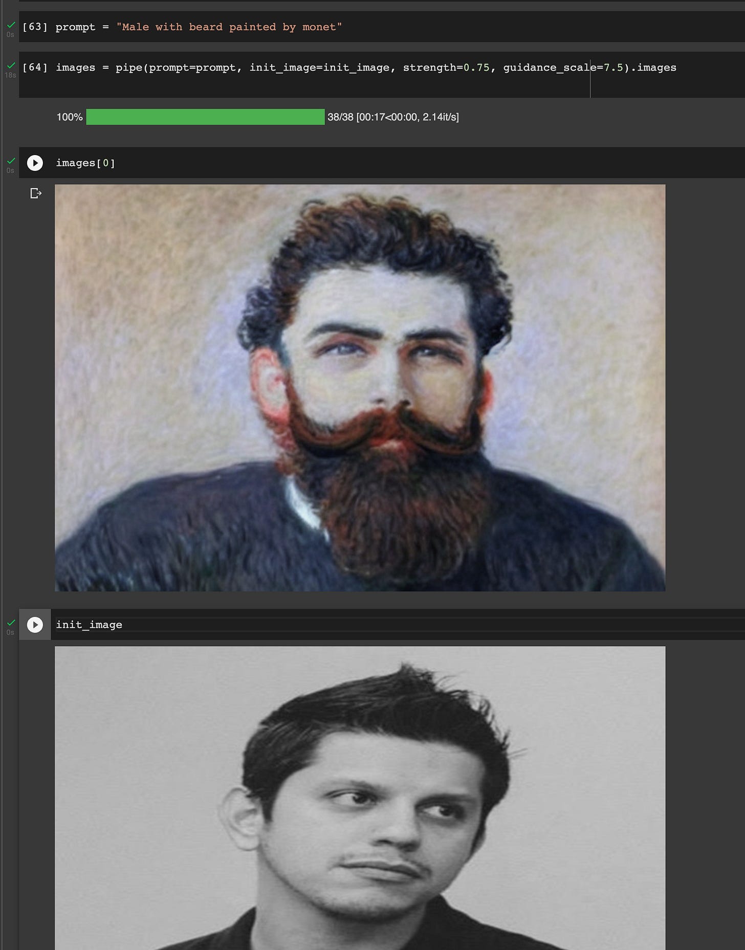 Male with beard painted by Monet