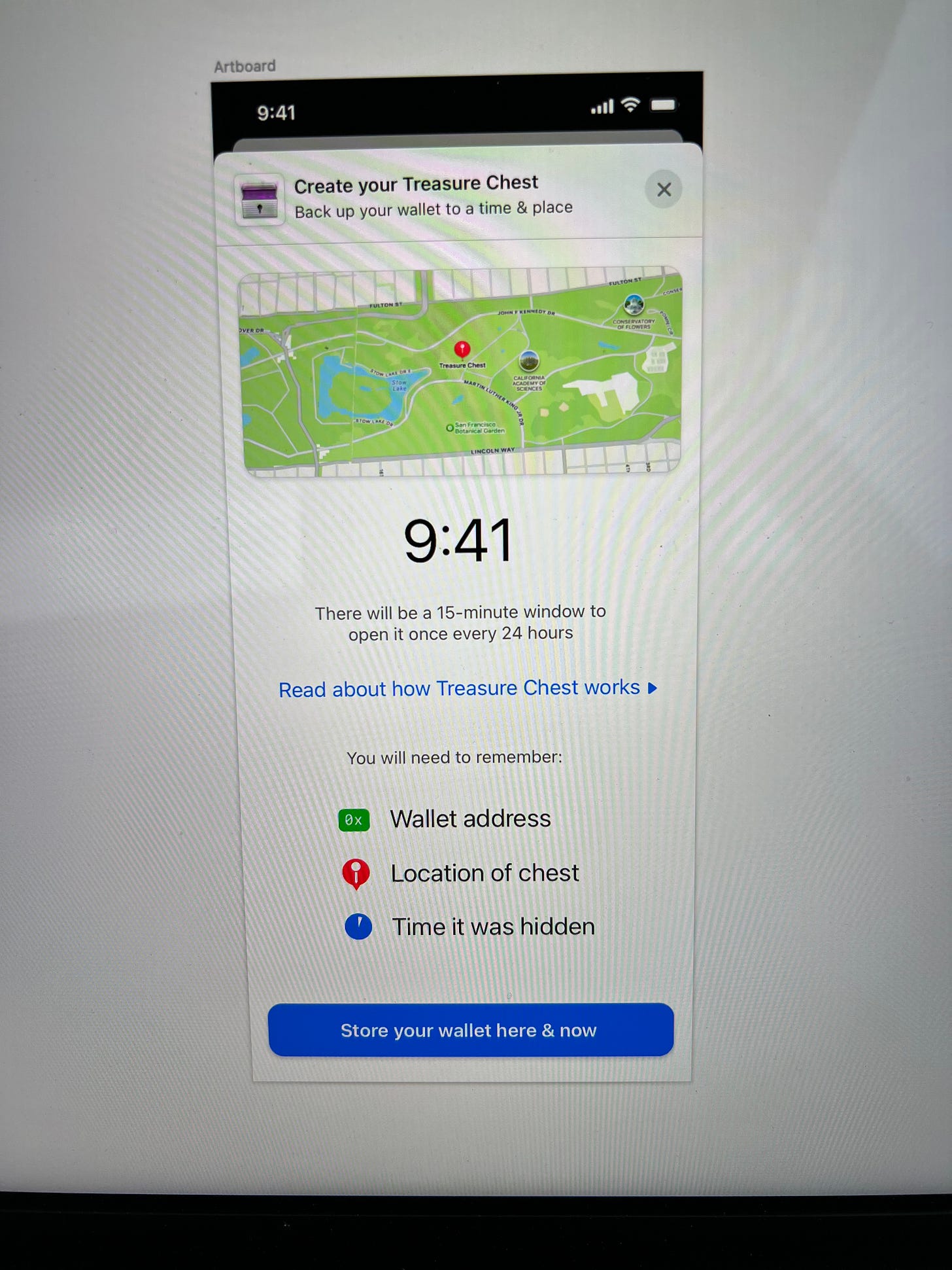 treasure chest feature for phone wallet recovery