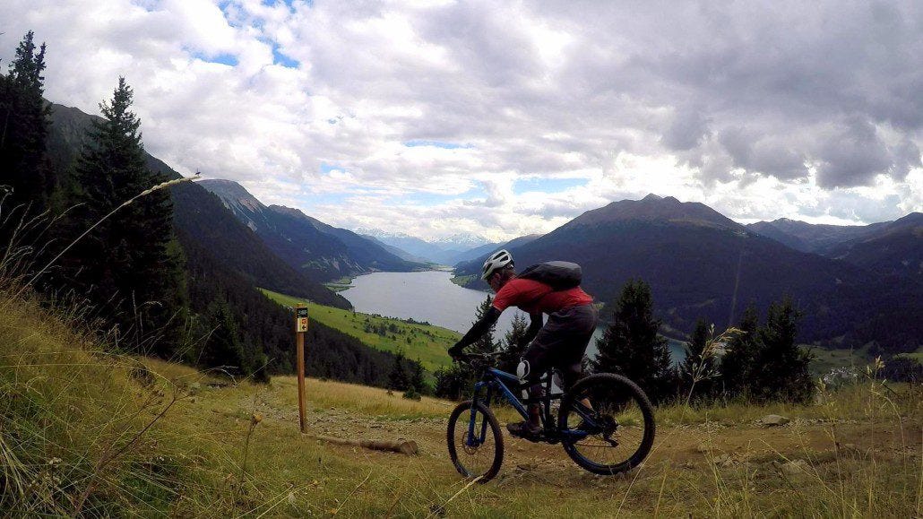A rest day mountain bike ride in Resia through three countries (Italy, Switzerland, and Austria). A rest day mountain bike ride in Resia through three countries (Italy, Switzerland, and Austria).