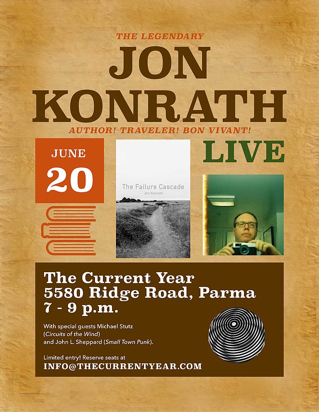 Jon Konrath Live at The Current Year, June 2025, art by Casey Babb