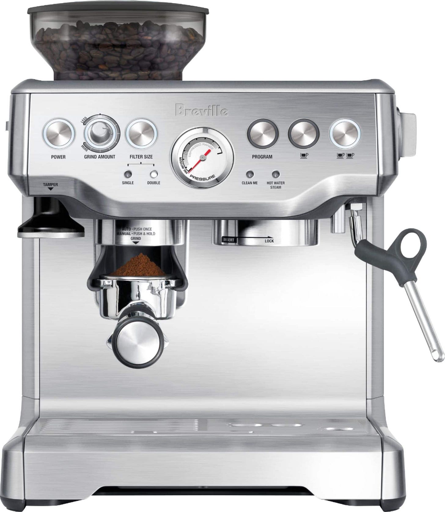 Breville the Barista Express Espresso Machine with 15 bars of pressure,  Milk Frother and intergrated grinder Stainless Steel BES870XL - Best Buy