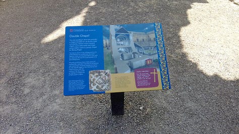 Six photos including a photo of the well, the chapels which stood one on top of the other. Old Sherborne Castle, Dorset. Images: Roland's Travels