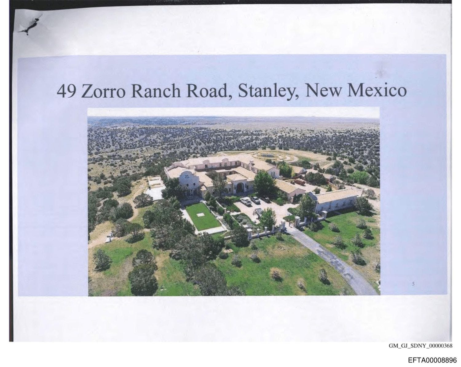 Aerial photograph of Zorro Ranch, captioned 49 Zorro Ranch Road, Stanley, New Mexico Aerial photograph of Zorro Ranch, captioned 49 Zorro Ranch Road, Stanley, New Mexico