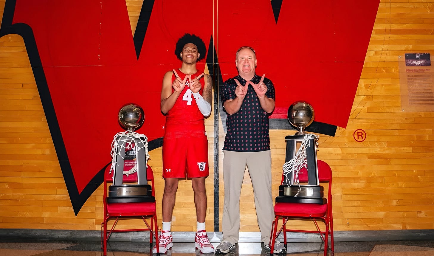 Wisconsin Badgers commit Jalen Brown with Greg Gard. 