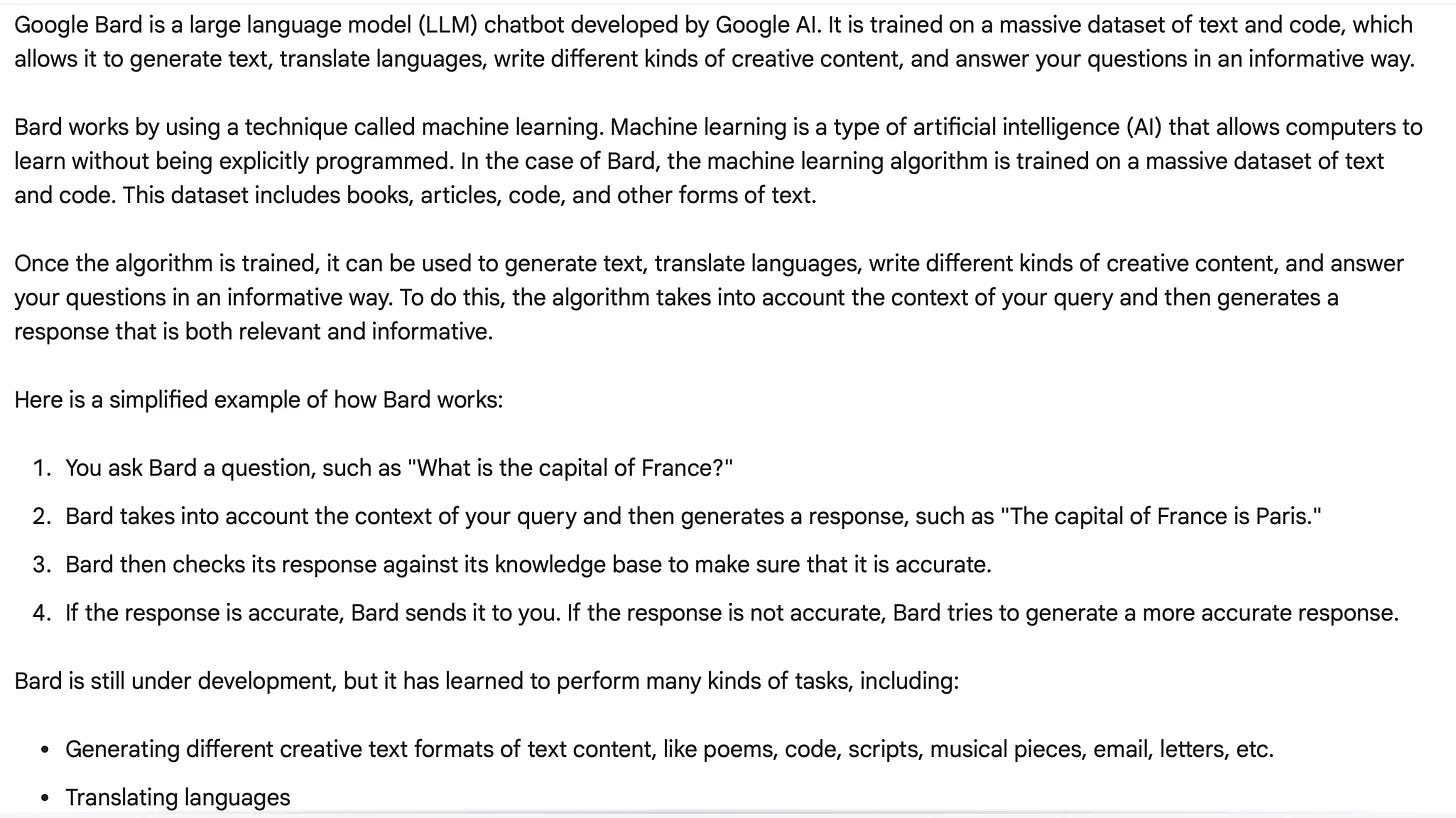 Detailed chat with Google Bard