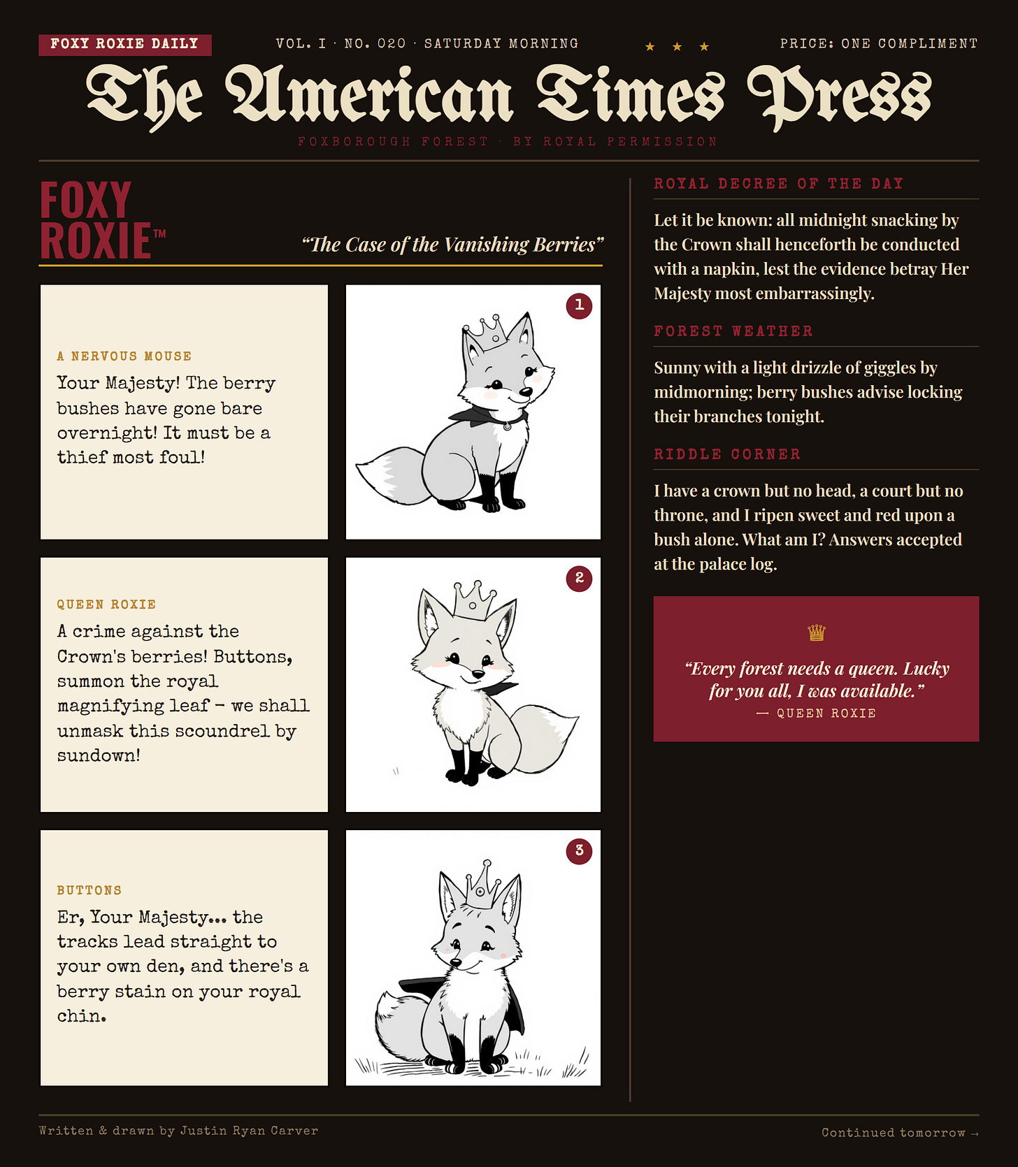 Foxy Roxie comic strip: The Case of the Vanishing Berries