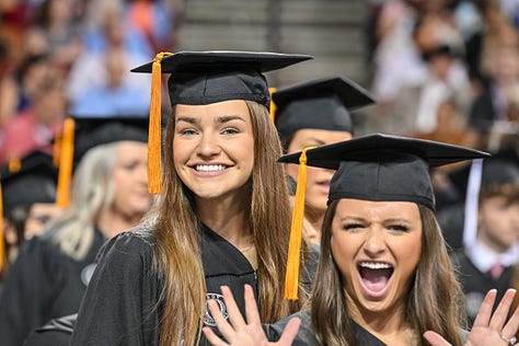 Various photos of graduates at Troy University's commencement ceremony.