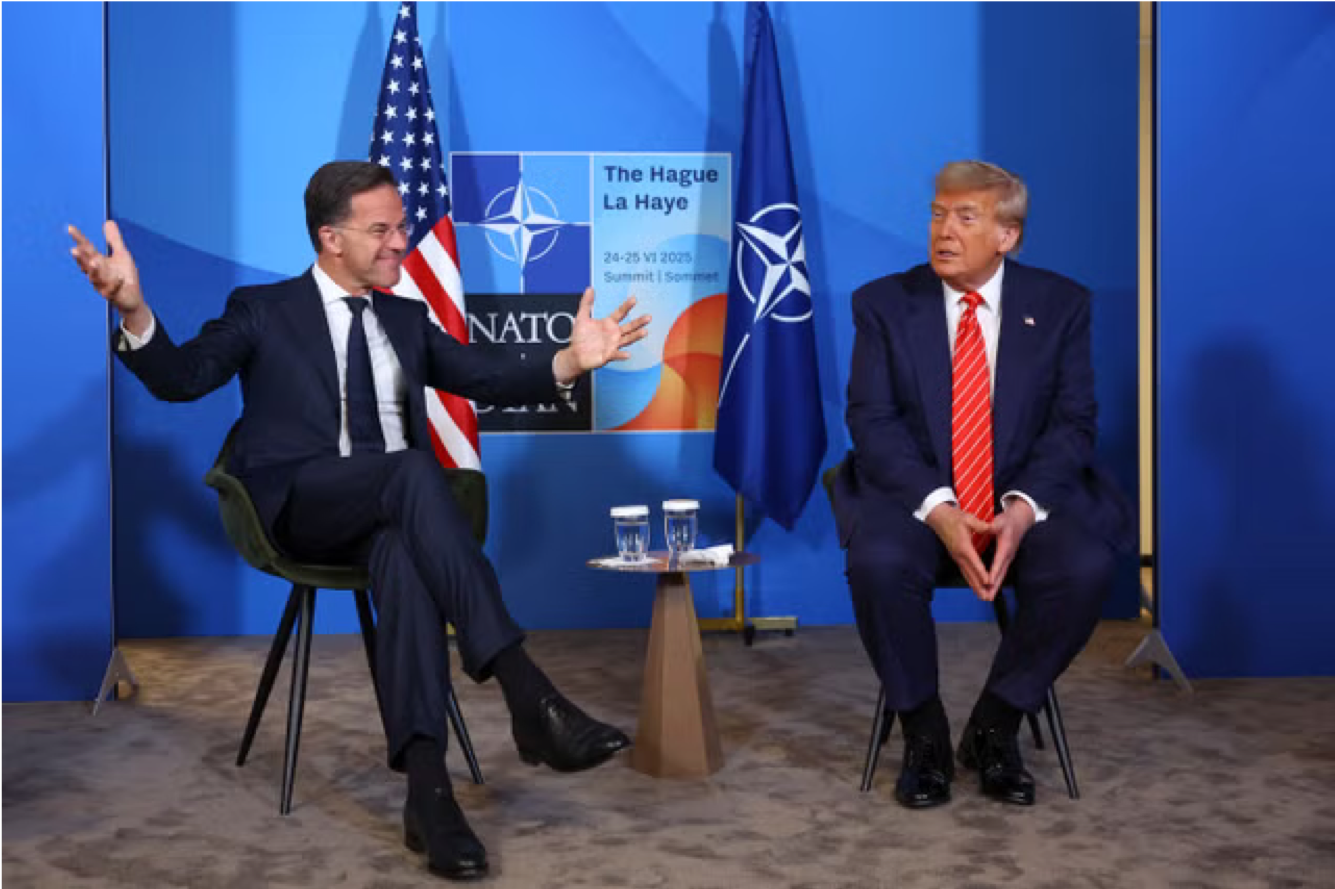 Mark Rutte, NATO Secretary‑General, calls President Trump “Daddy” during a press conference — June 25, 2025 (AFP/Getty)