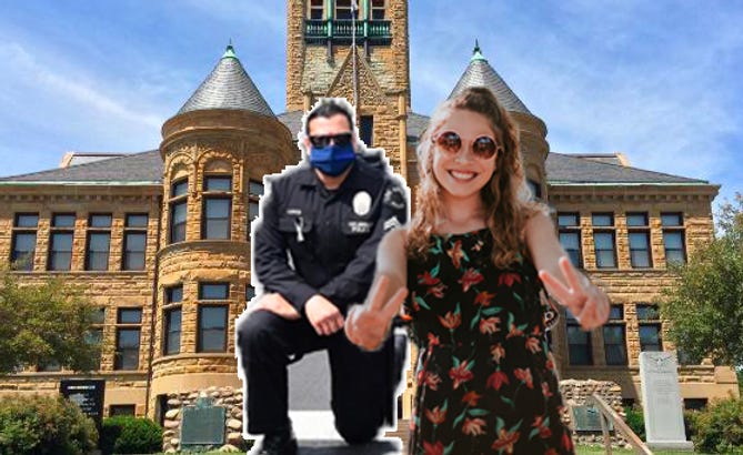 woman and police