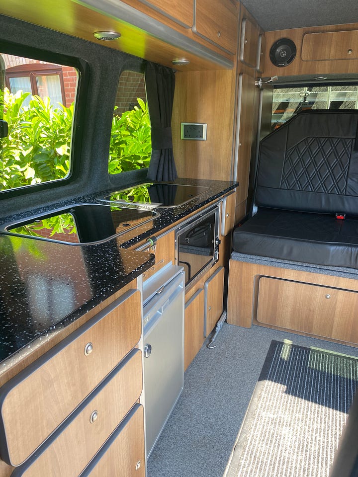 inside the campervan